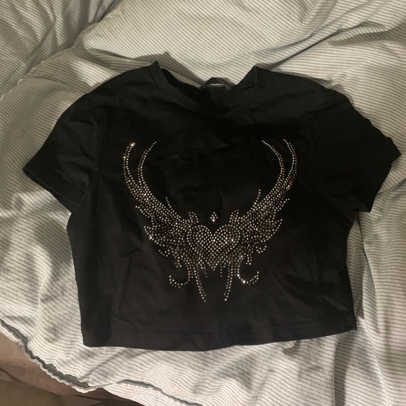 Y2K rhinestone crop tee - Picture 3 of 5